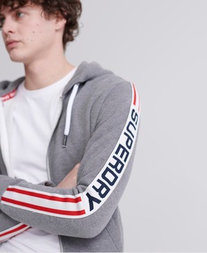 Superdry LA Sport Cipzár Férfi Kapucnis Pulóver Szürke | FXZAN3981